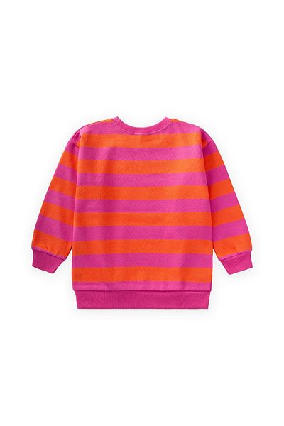 Cigit Striped Knitwear Sweatshirt 2-12 Years Orange Fuchsia