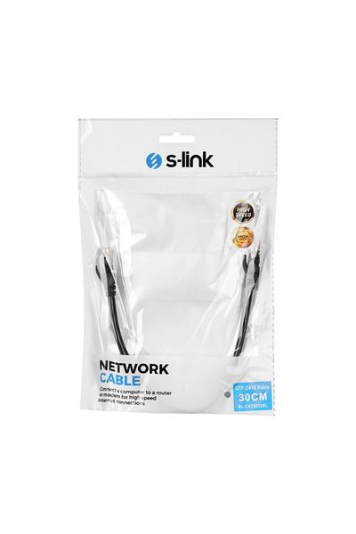 S-LINK Sl-Cat6030Bk Cat6 Patch 30cm Cable (Black)