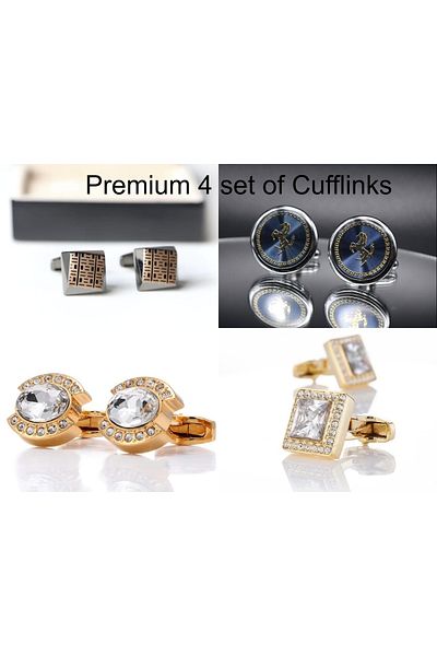 Premium 4 Set of Cufflinks for Men - Stylish and trendy Cufflinks with Gift Box