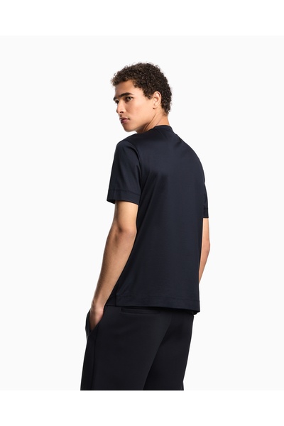 Emporio Armani Men's Crew Neck Short Sleeve Jersey Domed Logo Navy T-Shirt Em002838 Af10761-Ub118