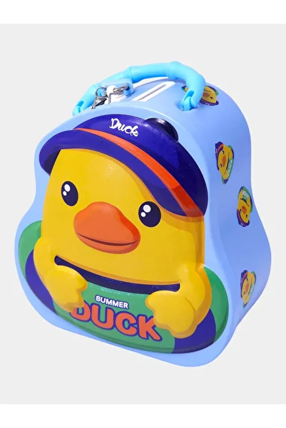HEDİYE FİKRİ Interlocking Metal Piggy Bank with Cute Duck Design – 16X6X12 Cm, Colorful, Durable