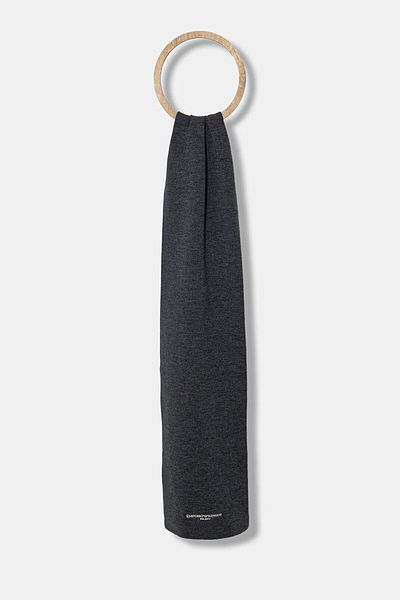 Emporio Armani Men's Wool Smooth Knitted Fabric Logo Embroidered Gray Shawl & Scarf & Kerchief Em003713 Af18241-U5086