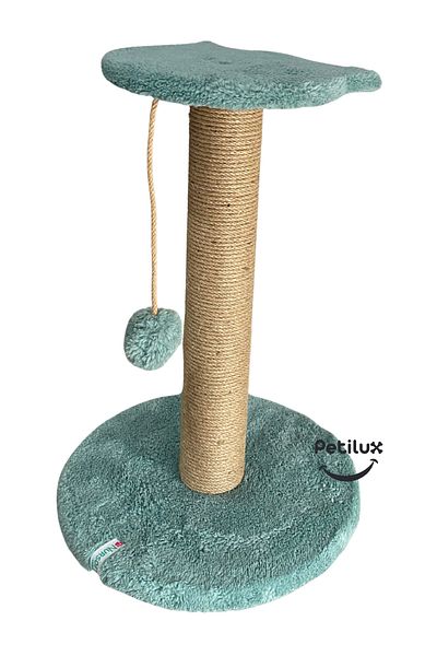 Petilux Jute Drawstring Single Scratching Post with Cat Head Figure Step Top