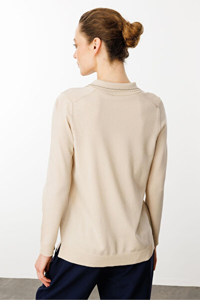 Desen Γυναικεία Καλοκαιρινή Πλεκτή Μπλούζα με Κέντημα με Γιακά Πόλο