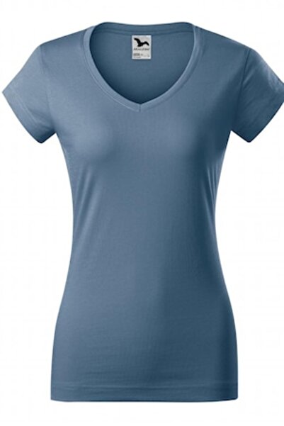 Malfini Tricou de damă cu decolteu în V, croială croită, din denim, mărimea M