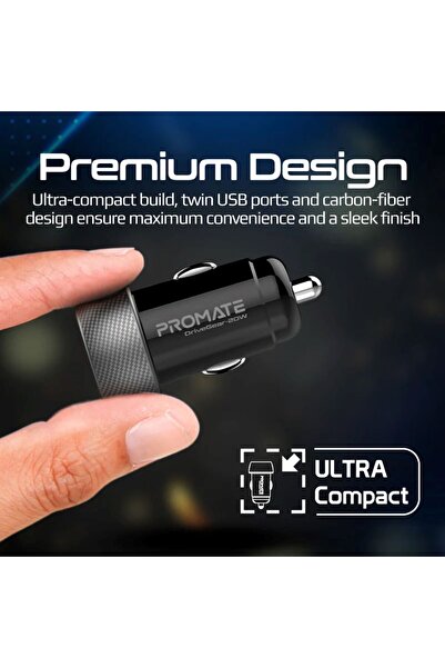 Promate DriveGear-20W Fast Pumping Mini Car Charger 20W