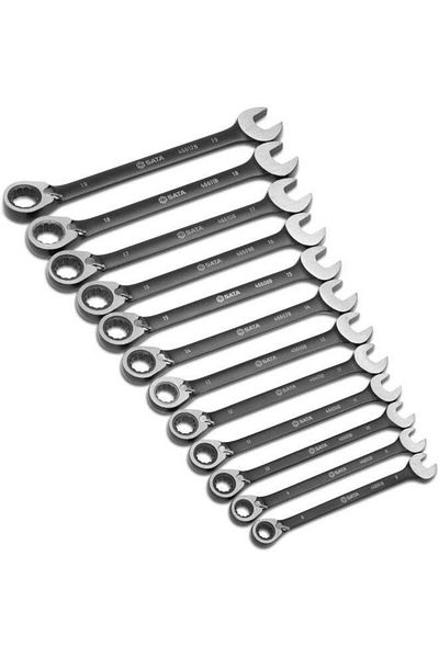 SATA , 12 Pc. Metric Reversible Ratcheting Wrench Set - Black Edition