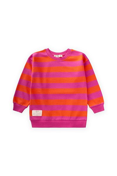 Cigit Striped Knitwear Sweatshirt 2-12 Years Orange Fuchsia