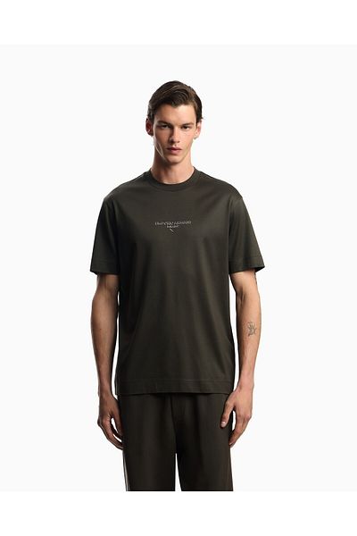 Emporio Armani Men's Crew Neck Short Sleeve Jersey Domed Logo Brown T-Shirt Em002838 Af10761-U8120