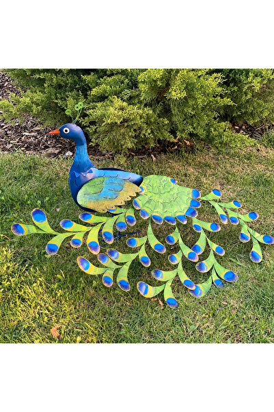 OEM Metal garden decoration Peacock with side tail 49x76x18 cm