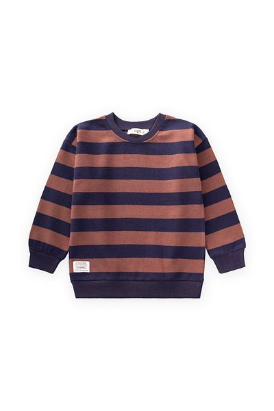 Cigit Striped Knitwear Sweatshirt 2-12 Years Navy Blue Brown
