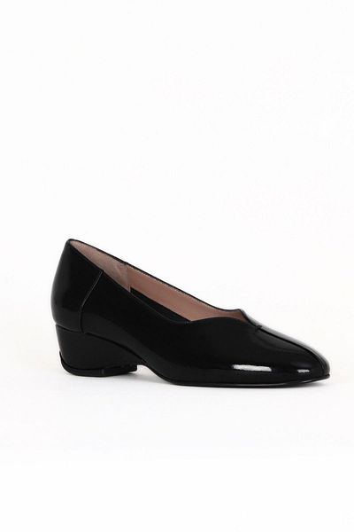 Bueno Shoes Black Wrinkled Patent Leather Women's Heeled Shoes 33Wa7316
