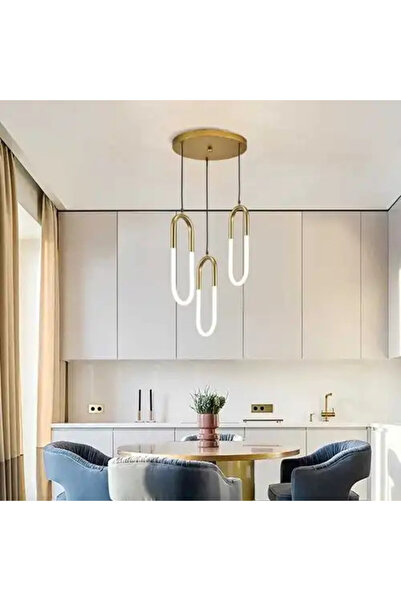 LED CONCEPT Lustra LED cu 3 tipuri de lumina si telecomanda, aurie, rotunda, ...