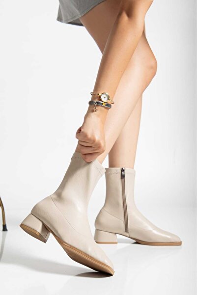 EYLÜLDEN MODA SHOES Frosty με χαμηλό τακούνι Tpu Μαύρο δέρμα Stretch μπότες με φερμουάρ στο πλάι