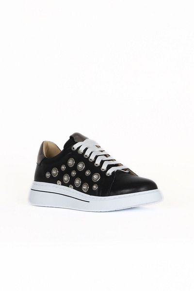 Bueno Shoes Black Leather Women's Sports Shoes 33Wa1502