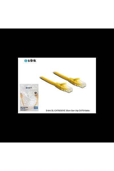 S-LINK SL-CAT6030 CAT6 Patch 30CM Cable (Yellow)