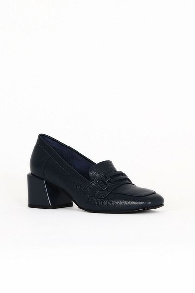 Bueno Shoes Navy Blue Flotter Leather Women's Heeled Shoes 33Wa7395