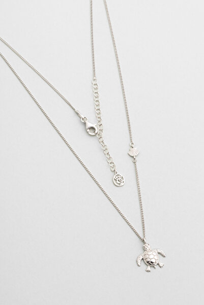 So CHIC... Little Caretta 18 Ayar Beyaz Altın Kaplama 45 Cm Gümüş Kolye