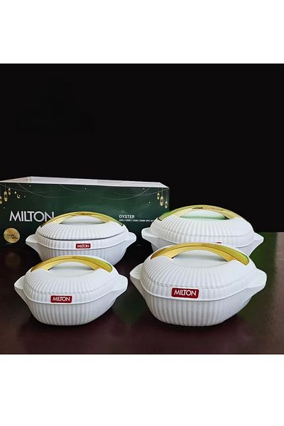 Milton Milton 4-Piece Food Container Set with Stainless Steel Inner and Heat-Resistant Rim