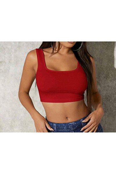 CARABO MODA Mini Crop Open Back Front U-Neck Mini Crop