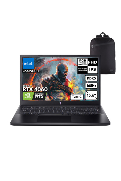 ACER Nitro I9-13900H 64GB 1 TBSSD RTX 4060 15.6" FHD Windows 11 Pro + Sırt Ç....