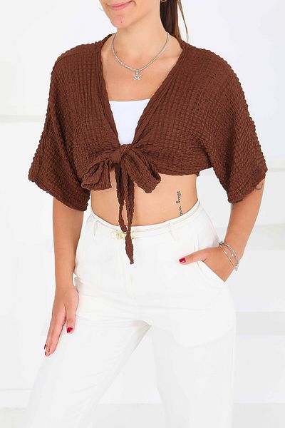 TOFİSA Tie-Up Blouse Brown - 27539