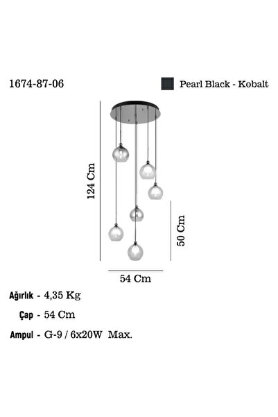 LUCEA MONTON 5+1 LI KOBALT SARKIT AVİZE 6XG9