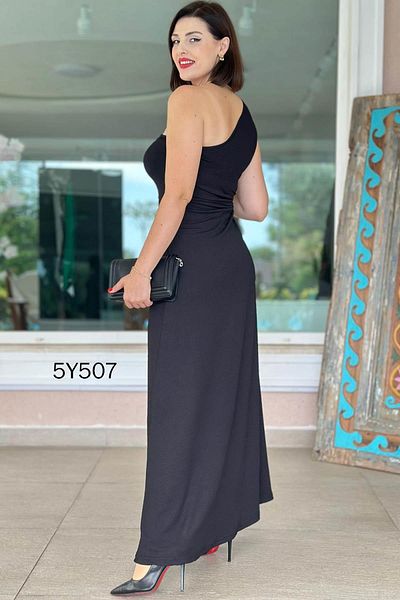 İnce Topuk Off Shoulder Low-Cut Dress 5Y507
