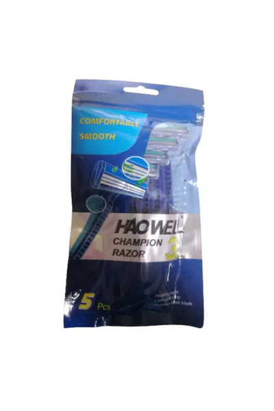 HaoWell Set aparat de ras, contine 5 aparate cu 3 lame otel, cap flexibil, lubrifiant calmare piele