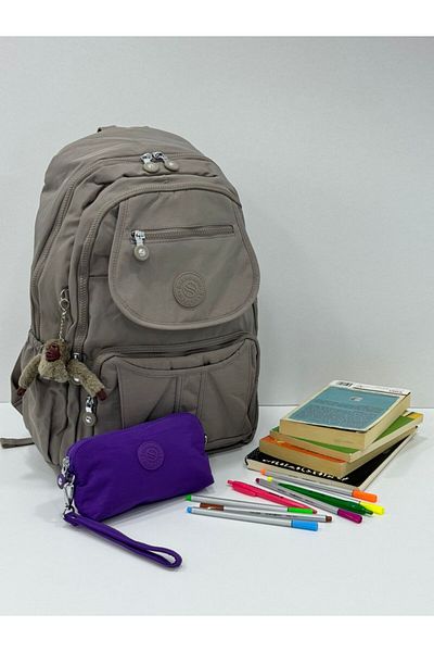 Sanmorris Unisex Water Resistant Crinkle Fabric Backpack with Laptop Compartment and Hanging Pen Holder