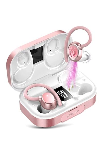 OEM Sports TWS Bluetooth 5.4 Earbuds, Ear Hook, Waterproof IPX7, Hi-Fi Bass, Touch Control, Digital Indi