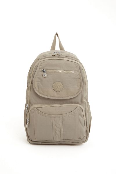 Sanmorris Unisex Water Resistant Crinkle Fabric Backpack with Laptop Compartment and Hanging Pen Holder