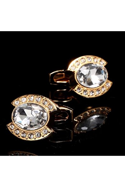 Zarqoon Premium Zircon Cufflinks for Men – Elegant Formal Accessory with Golden Curve Design