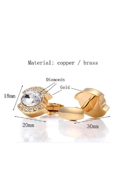 Zarqoon Premium Zircon Cufflinks for Men – Elegant Formal Accessory with Golden Curve Design