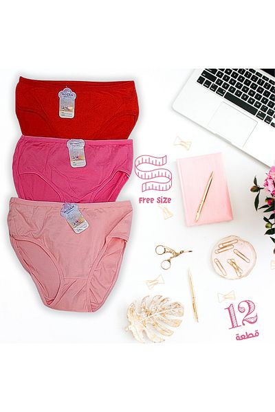 abu rehla Dozen women's oversized polyester blend boxers, comfortable, soft, light and quick-drying, suitable for everyday wear.