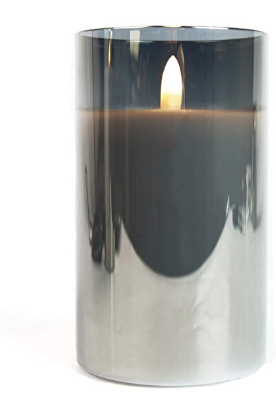 Festive Lights lumânare, LED, sticlă/plastic, alb/gri, 12,5 cm