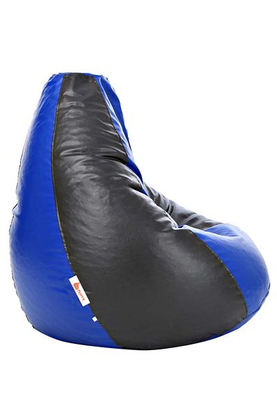 fluffy Black and blue leather bean bag - comfort and elegance in every corner of your home