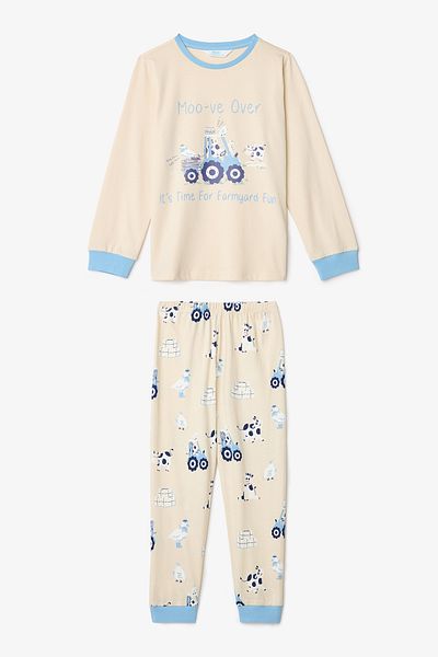 Penti Boys Moo-Ve Cow Print Long Sleeve 2-Piece Pajamas Set