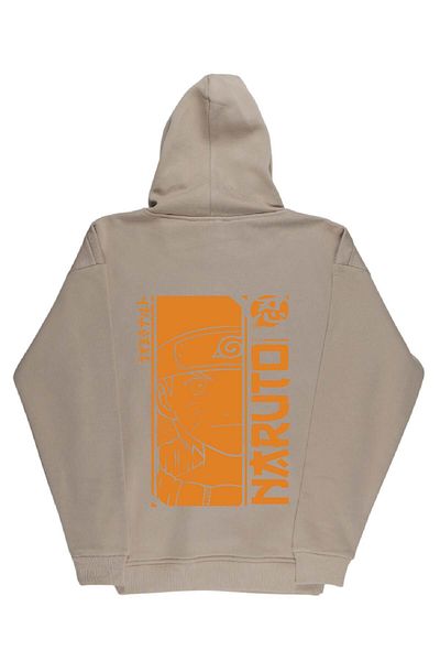 By Caspita Fashion Lenithra Naruto Anime Back Printed Unisex Oversize Beige Hoodie