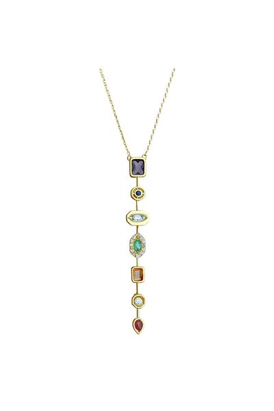 neslyaccessories Colorful Chakra Y Steel Necklace