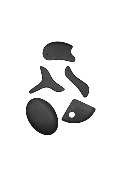 Adamcaly Set 5 pietre Gua Sha negre Lewer pentru masaj corporal