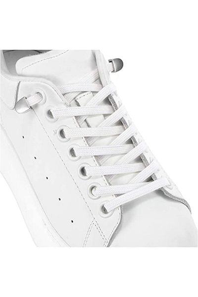 Endurance Sports Set 2 Elastic Shoelaces with NO TOUCH System, Metal Clips, Endurance Sports, Plate, White