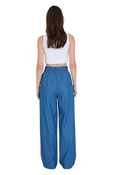Rodi Jeans Loose Wide Leg Slim Fit 100% Cotton Slim Jeans with Elastic Waist and Lace-Up