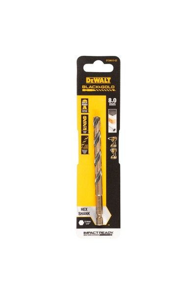 Dewalt - HSS-G Black&Gold HEX Drill Bit, 8mm [DT20612-QZ]