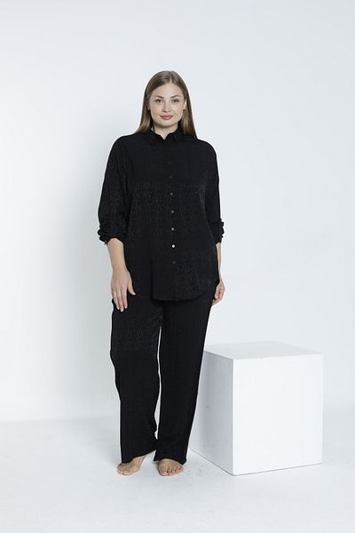 Juliet Deluxe Women's Woven Viscose Fabric Shirt Collar Bottom-Top Set 33607