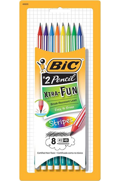 Bic Xtra-Fun Stripes No. 2 Woodcase Pencil, Black