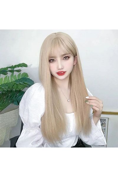 Generic Platinum Long Hair Wig - Air Bangs