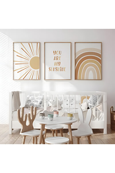 Home 3'lü BOHO Sen Benim Güneşimsin, Çocuk Odası Dekoru, Çocuk Odası Tablo , Çerçevesiz Poater
