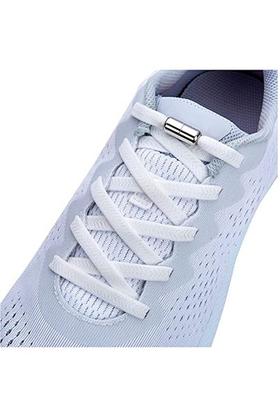 Endurance Sports Elastic Shoelaces with NO TOUCH system with Metal Capsule, EnduranceSports, Round, White