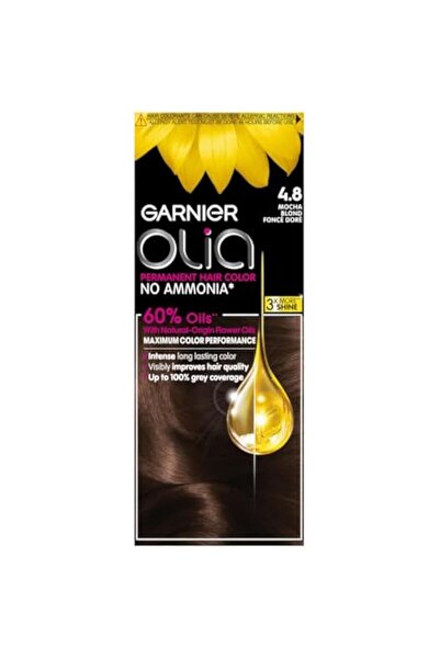 Garnier أوليا، صبغة شعر دائمة خالية من الأمونيا مع 60% زيوت، 4.8 موكا
